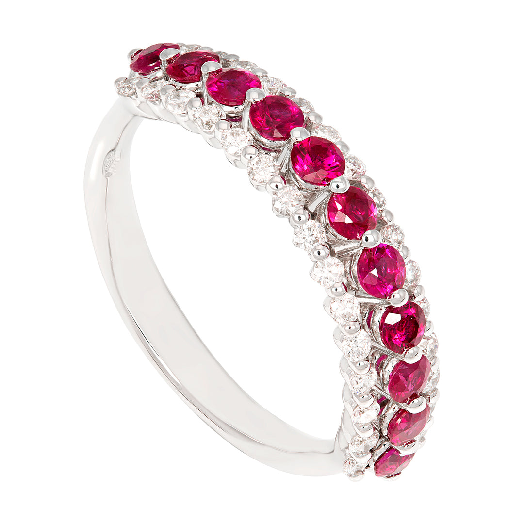 Golay ring 2 rows diamonds + 1 row rubies ABE1034-0511R-11334110004