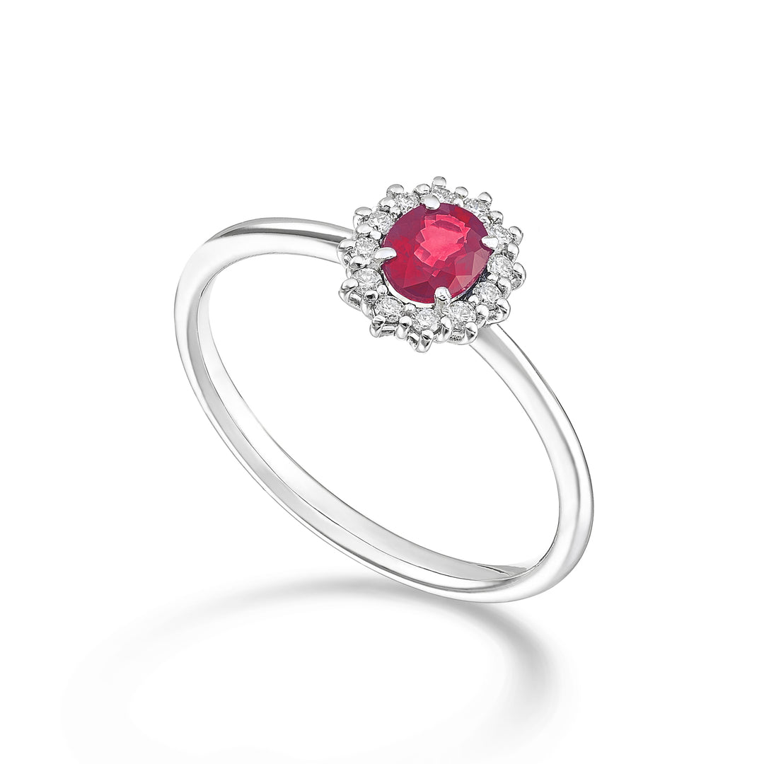Mikiko een 18k ovale robijn 5x4 ct.0,40 diam. ct.0,10 MA5167O4RBC