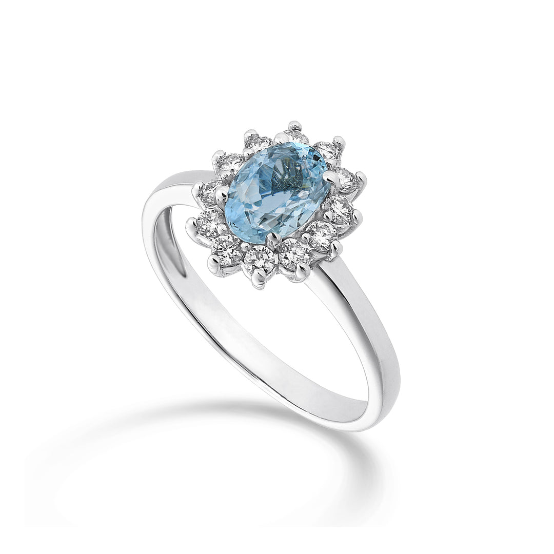 Nihama une aigue-marine ovale 9k 6x4 ct.0,30 diam. 0,23 ct NA5093R4AM