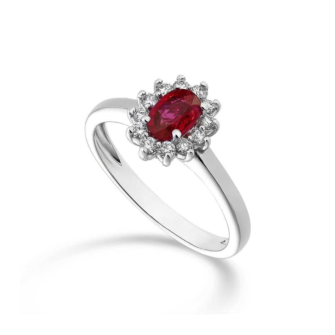 Mikiko un rubis ovale 18 carats 6x4 ct. 0,40 de diamètre. ct.0,23 MA5093O4RBC
