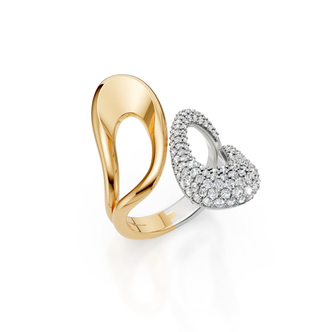 Golay-Designring aus Gelbgold, gepflasterte Enden AD643DG-25059110087