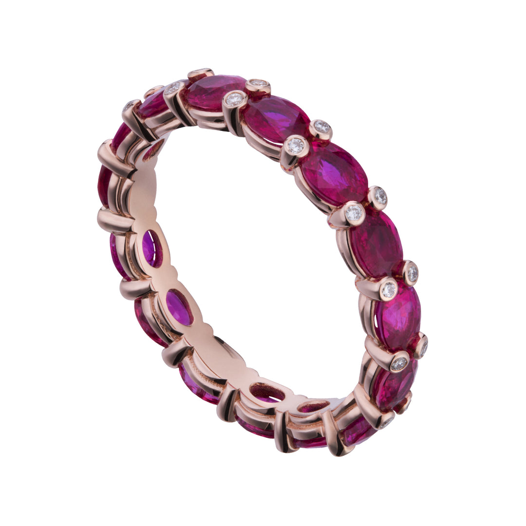 Golay gyrodito ring with 4x3 oval rubies and diamonds AET073DIRU-21076110010