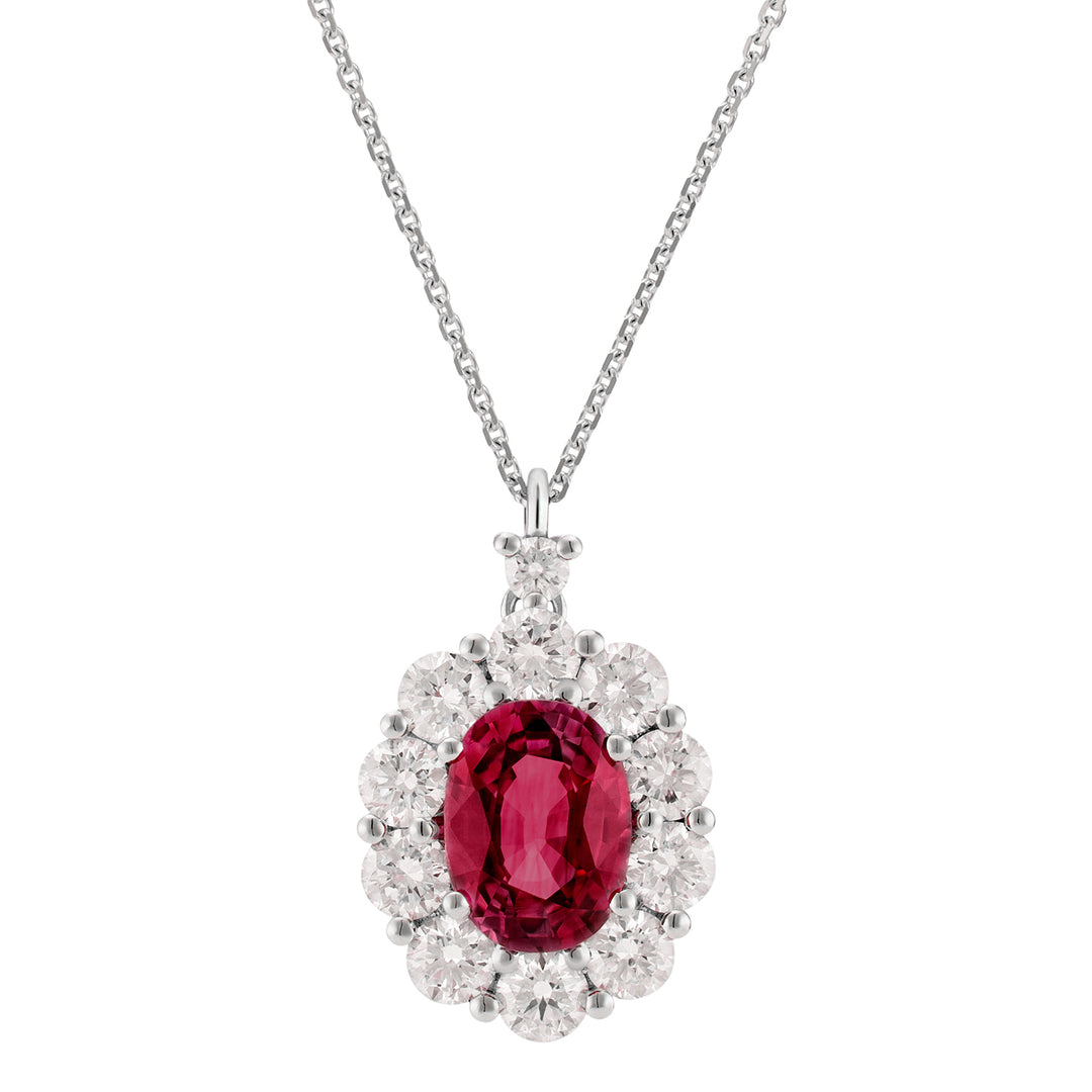 Collier rubis ovale Golay 8x6 et contour diamant PCL044DIRU1-25317110122