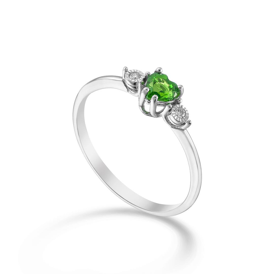 Nihama un cœur 4x4 émeraude 9 carats et diamants NA5202R4BE