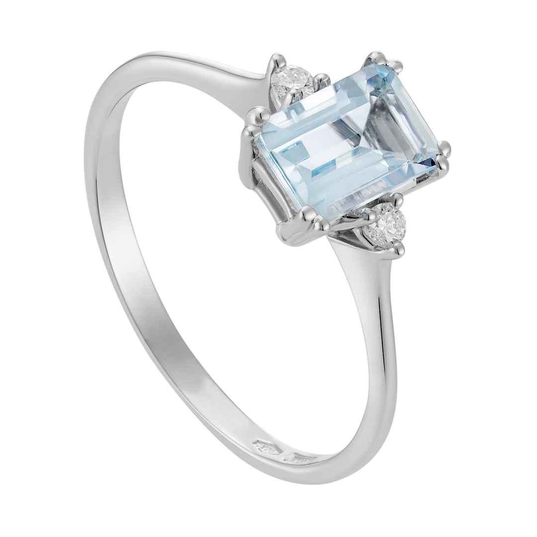 World Diamond Group 7x5 octagonal aquamarine and diamond ring ACL090DIAQ2-24127110013