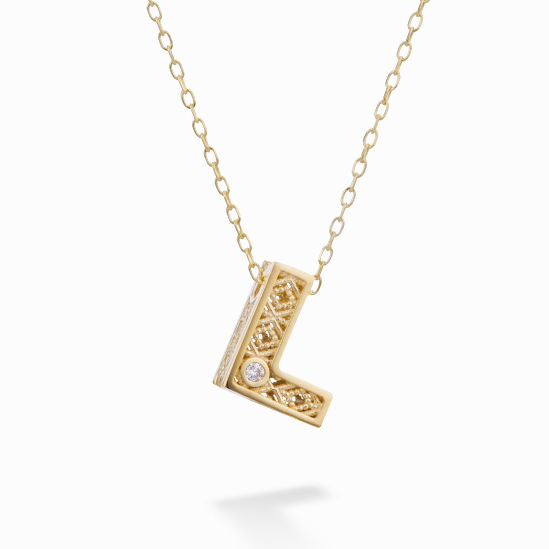 Mikiko cl 18k letter l geelgoud diam. ct.0,01 MDLETLO1