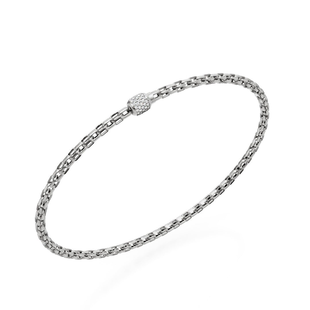 Bracelet à maillons souples carrés Golay, en or blanc 18 carats et fermoir serti de diamants, 18,5 cm GBR004O4DIBI060-185