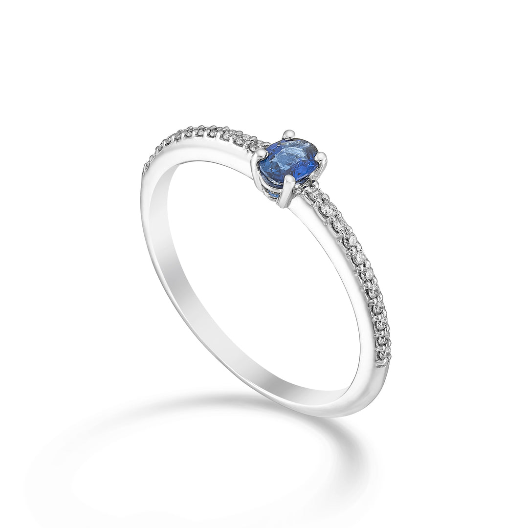 Mikiko een 18k ovale tanzaniet 4x3 ct.0,14 diam. ct.0,08 MA5174O4TZN