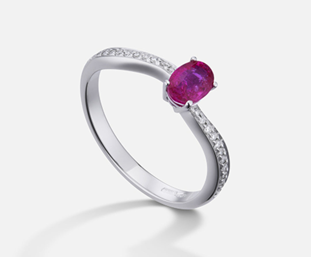 Nihama an 18k ruby ​​n. oval 6x4 ct.0.62 diam. ct. 0.10 NA5108O4RBN062
