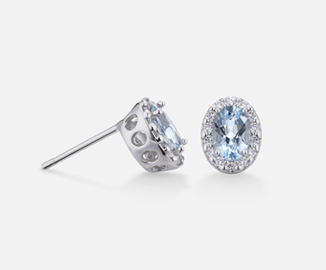Mikiko oder 18 Karat ovaler Aquamarin, 6 x 4 ct. 0,60 Durchmesser, ct. 0,18 MO5038O4AM