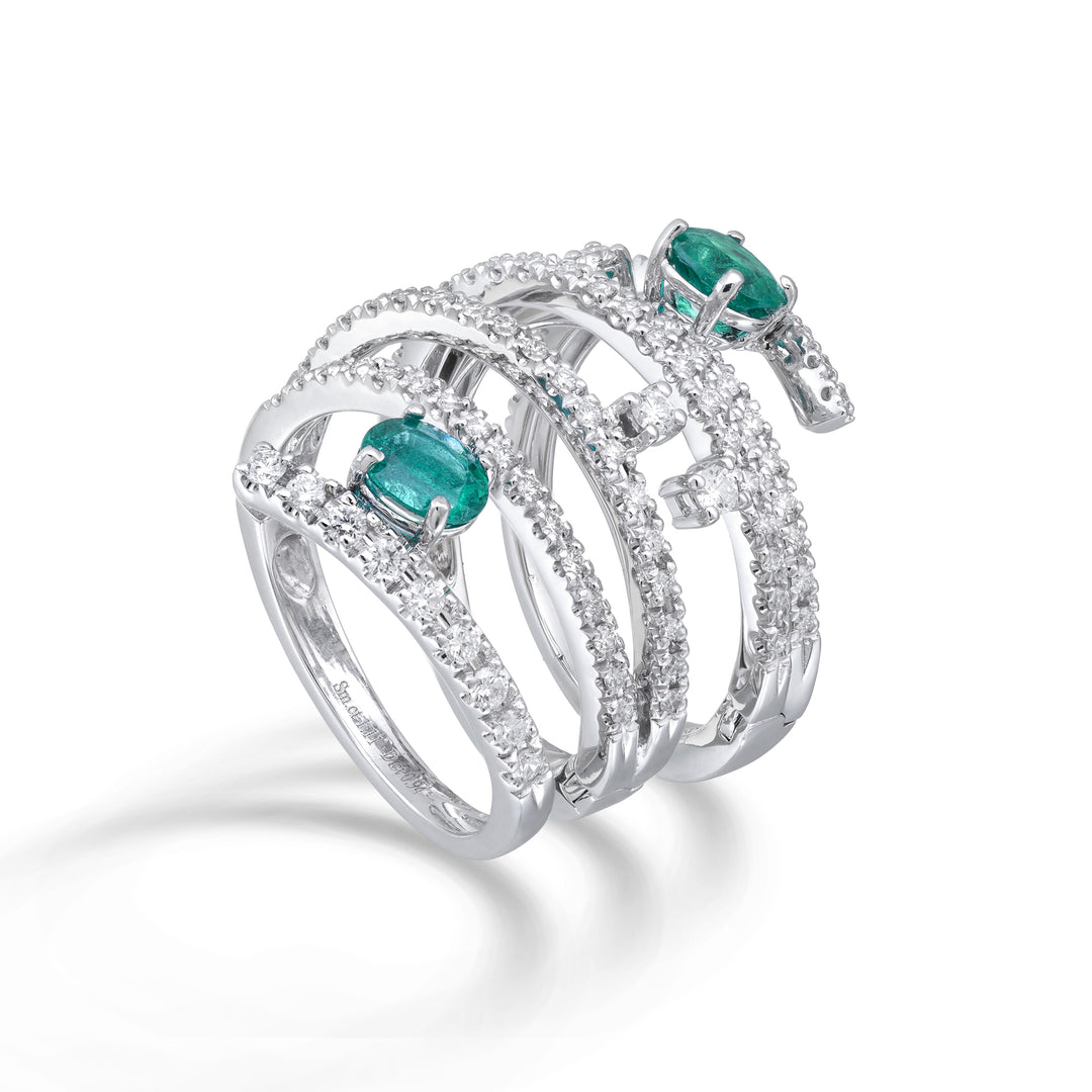 Golay zesrijige bandring met scharnieren en ovale smaragden AFS706DSM65-25255110204