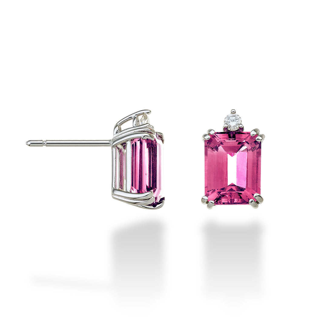 Nihama oder 18k achteckiger rosa Topas 7x9 ct.5,20 Durchm. ct.0,08 NOCL090DITPPK4O4