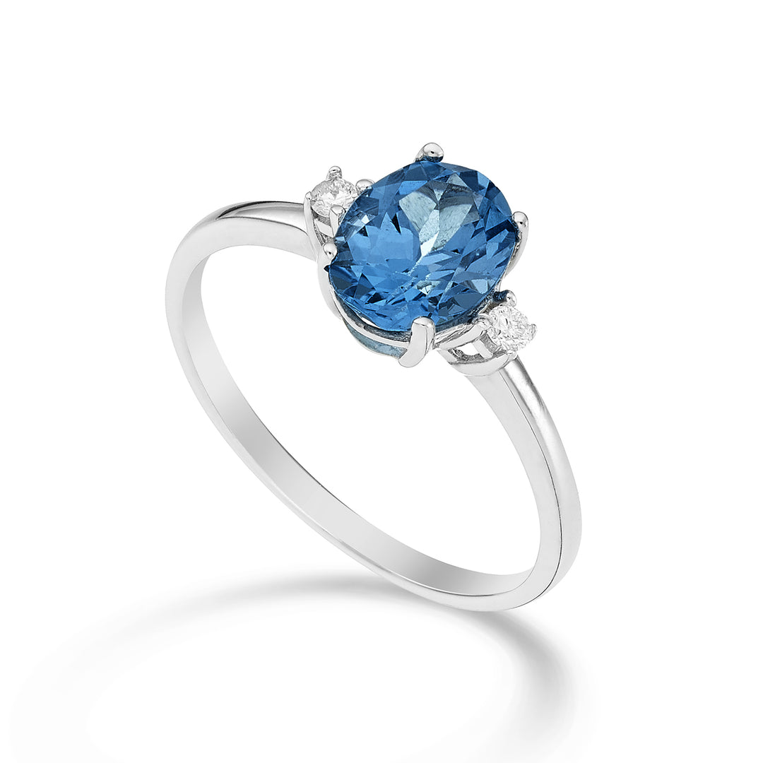 Nihama een 18k ovale London Blue Topaas 8x6 ct.1,40 diam. 0,05 ct NA5074O4TPBL
