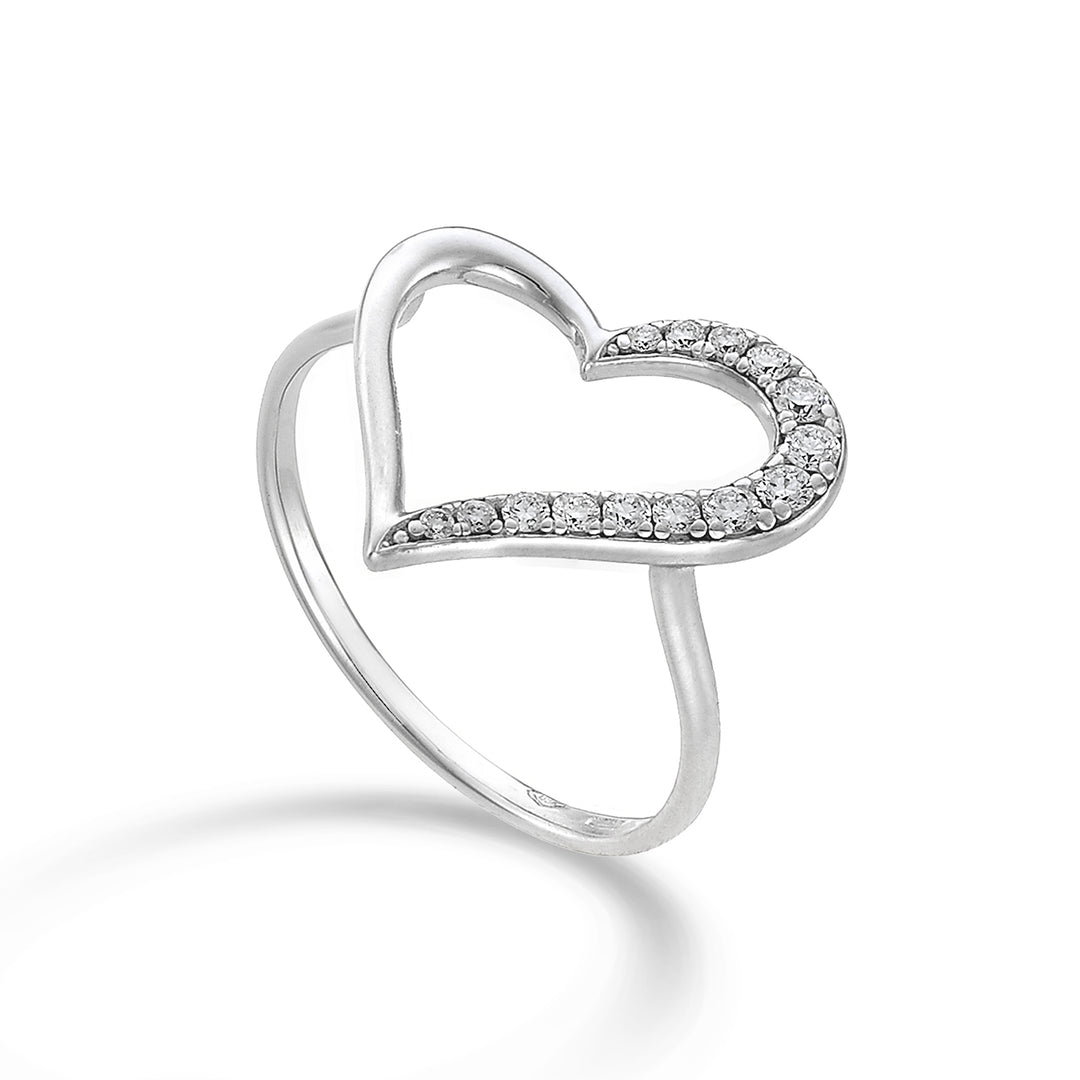 Nihama un grand coeur semi-lisse en or blanc 18 carats diam. 0,18 ct NA5137O4BR018