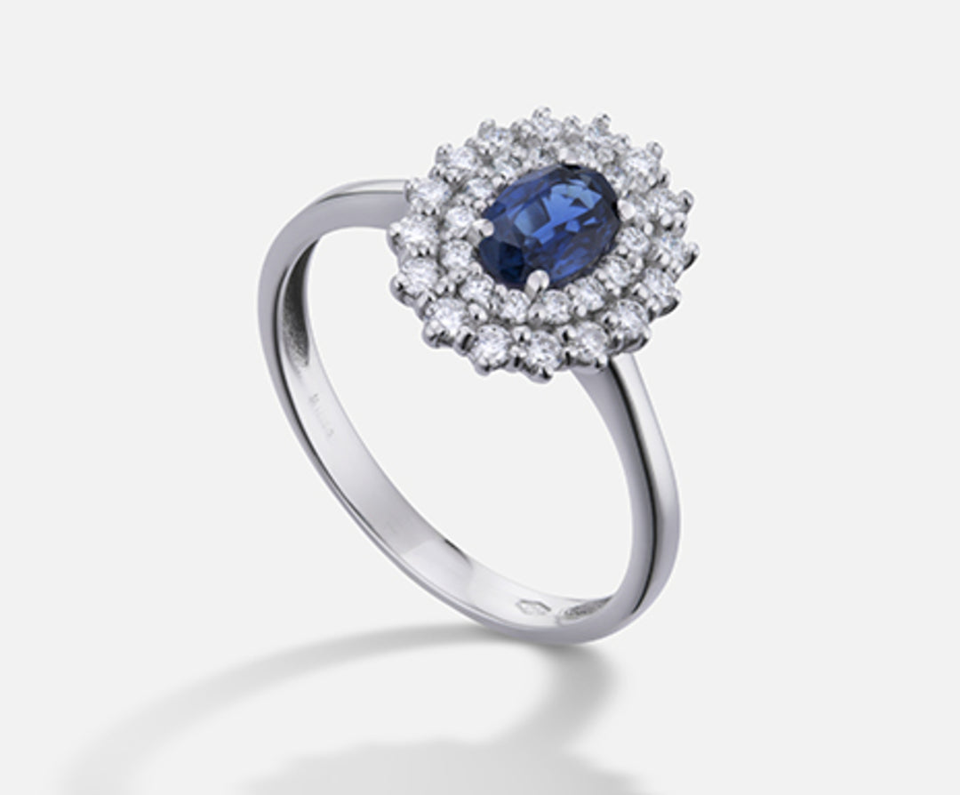 Nihama un saphir n° 18 carats. ovale 6x4 ct.0,67 diamètre ct.0,37 NA5116O4ZFN067