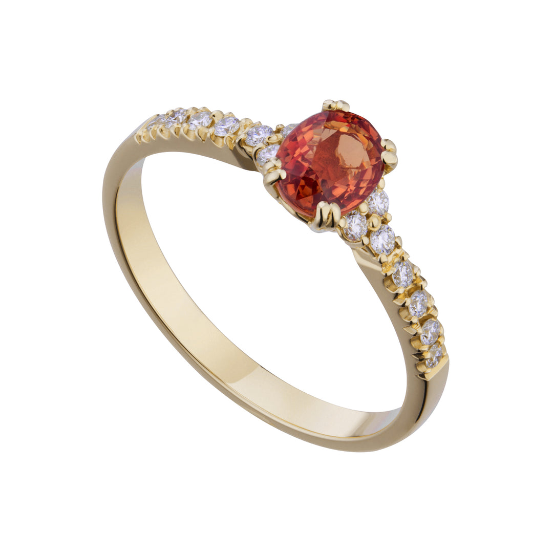 Bague diamant Golay avec saphir orange ovale 5x6 ACLC201DIZO-21032110029
