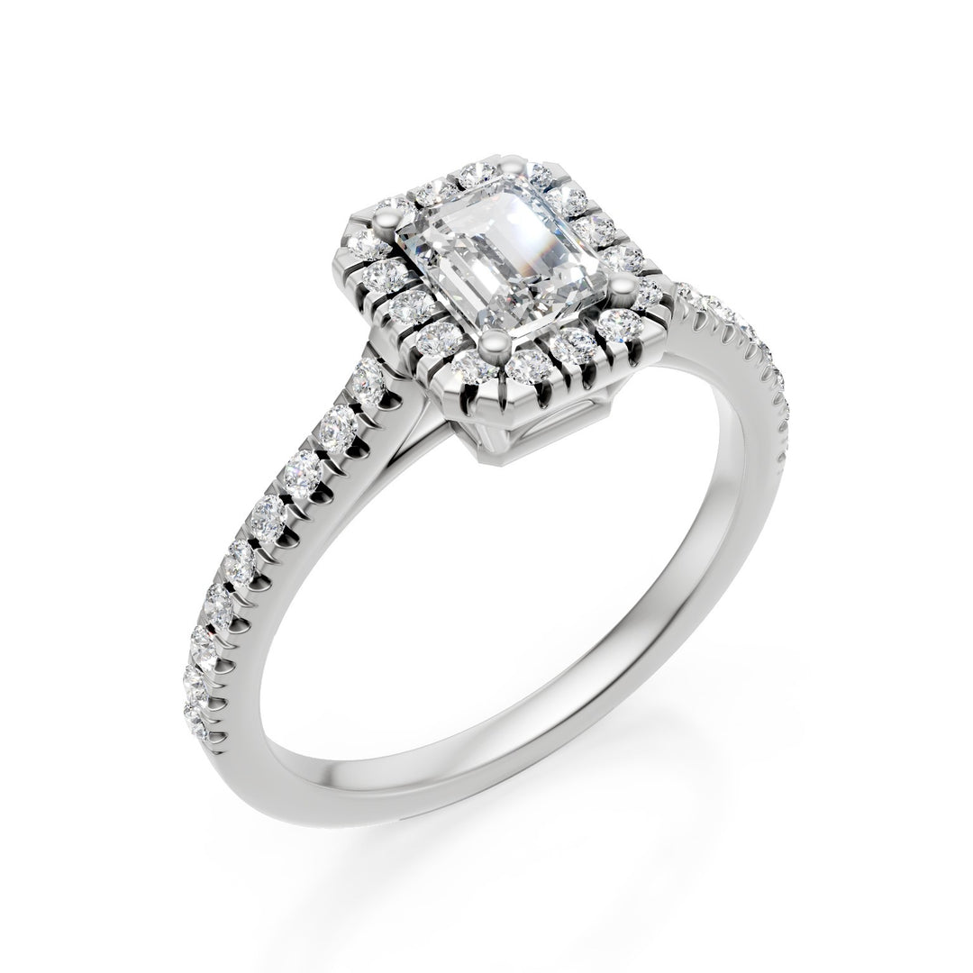 Nihama, un laboratoire solitaire octogonal de 18 carats g.d. avec contour, ct. 0,81-cent. 0,50, tige et contour 0,31 NXD00AN022O4BI081