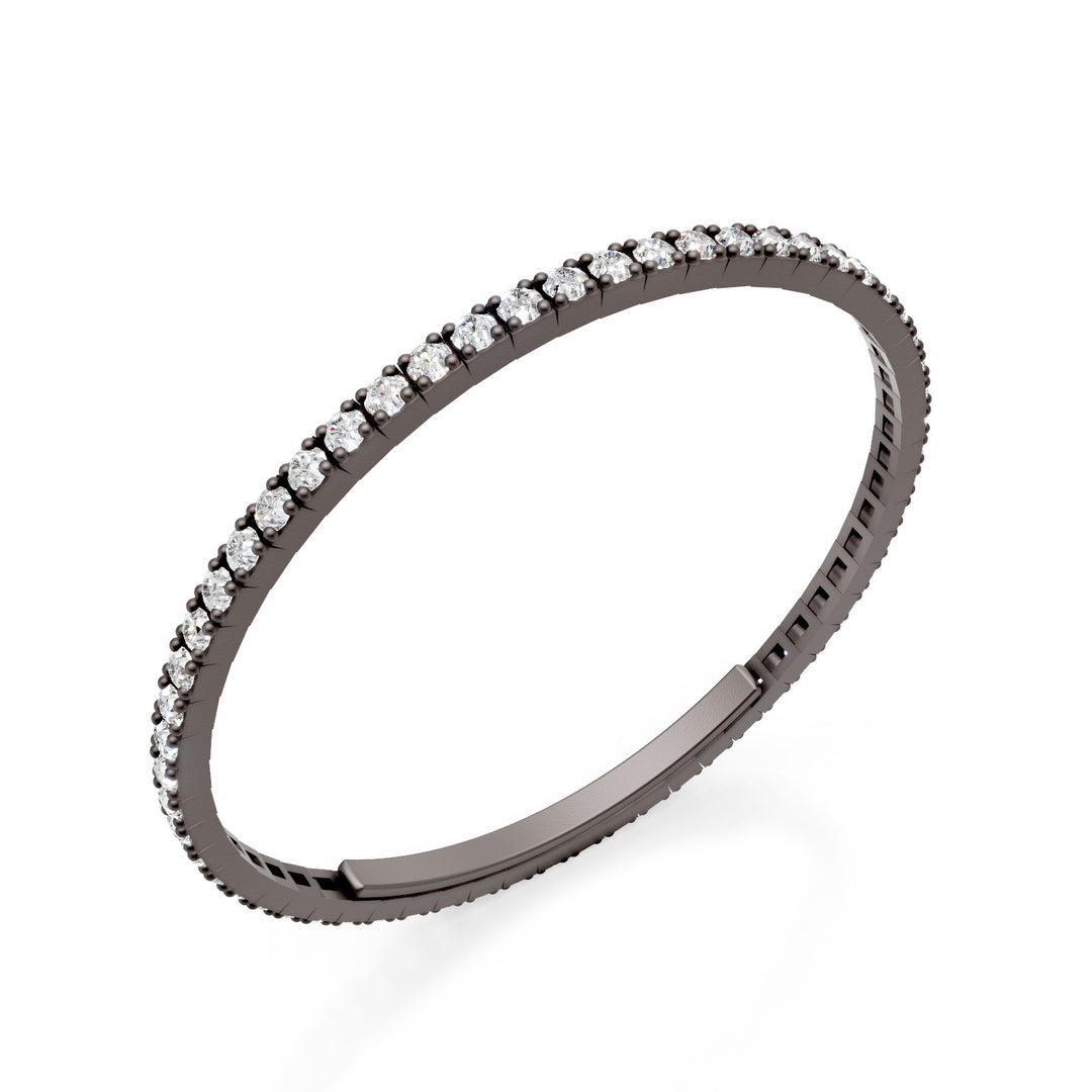 X-Diamond grijze titanium tennisarmband geheel bezet met diamanten l. bijv., met vlindersluiting, 18,5 cm, tweede maat LXDBRT012DIGR-185