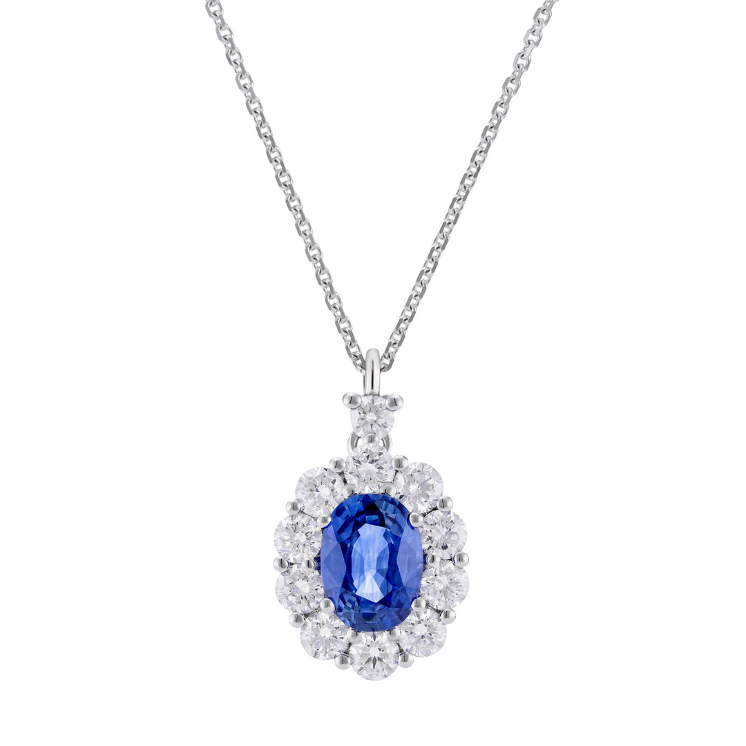 Collier saphir ovale Golay 7x5 et contour diamant PCL045DIZB1-22158110119