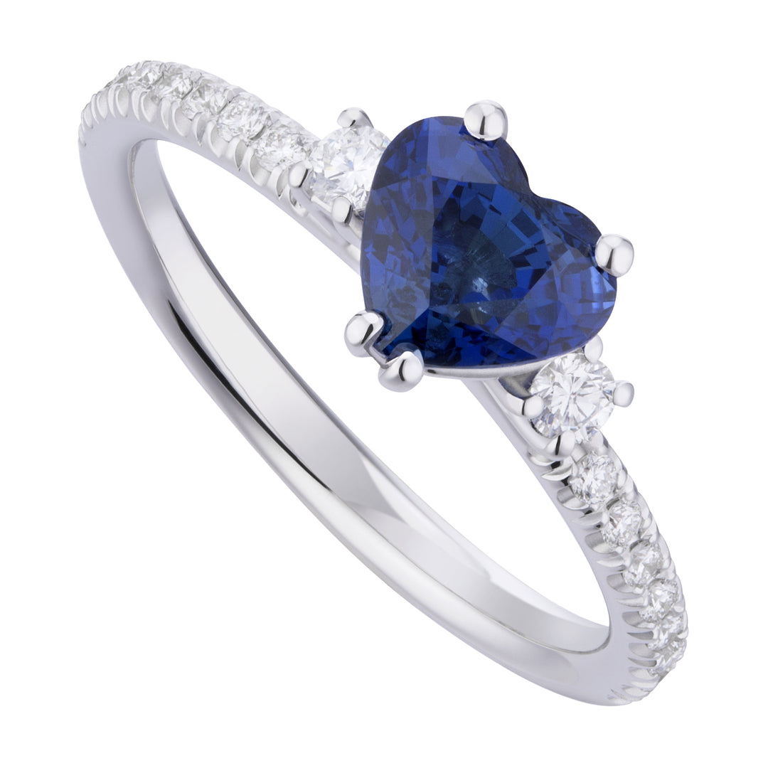 Golay ring with heart sapphire and recessed shank ACUC017DIZB-19129110084