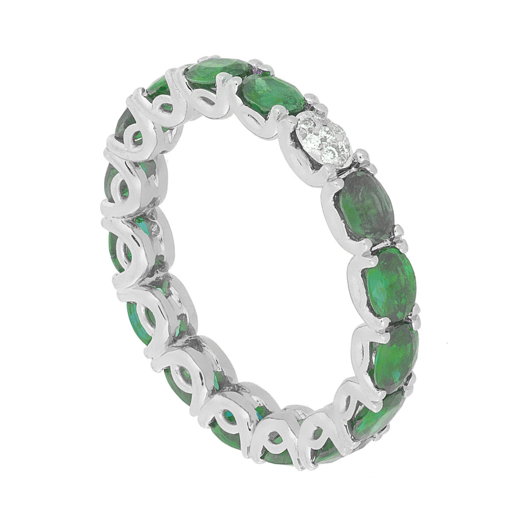 Golay linear ring with oval emeralds and diamonds AET040WDISM-23041110021