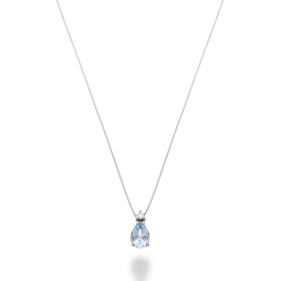 Nihama cl 18k aquamarine drop 6x4 with diamond ND5191O4AM
