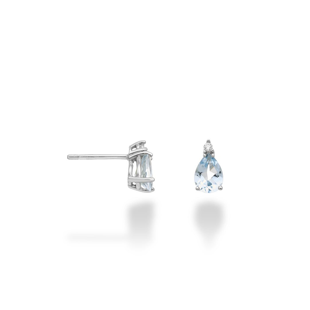Mikiko ou aigue-marine 9k goutte 7x5 et diamant MO5169R4AM