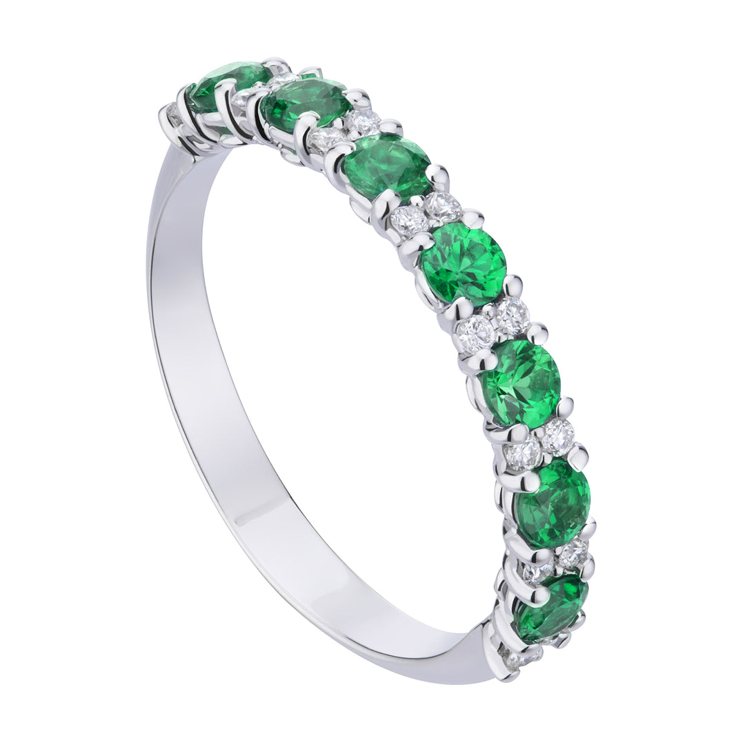 Bague riviera World Diamond Group 1/2 émeraudes rondes et diamants AFMG008DISM-22298110016