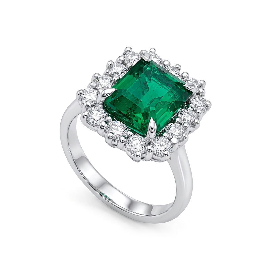 Golay Okt Smaragd Ring 10x8 Kontur 14 Steine ACLC079DSM108A-26065110110