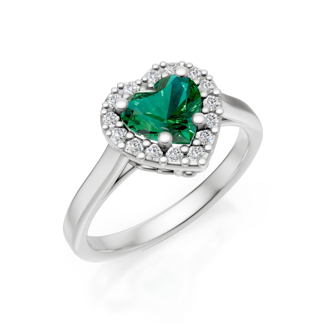 Golay 6x5 herzförmiger Smaragdring mit Diamantkontur ACLC644DSM65-25066110115