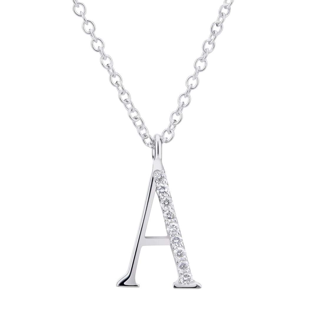 Golay cl 18k letter a grote diam. 0,02 ct witgoud GDGFAO4