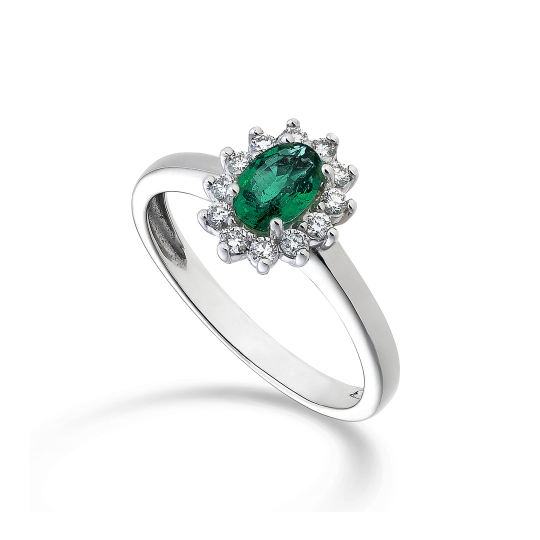 Nihama een 9k ovale smaragd 6x4 ct.0,30 diam. 0,23 ct NA5093R4BE