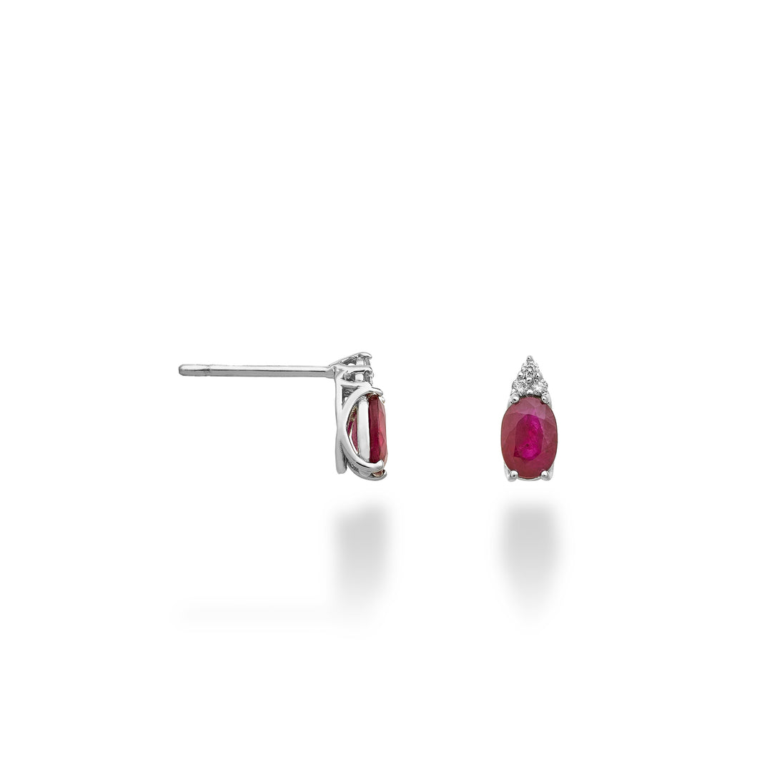 Mikiko oder 9 Karat ovaler Rubin 6x4 und drei Diamanten MO5171R4RBC