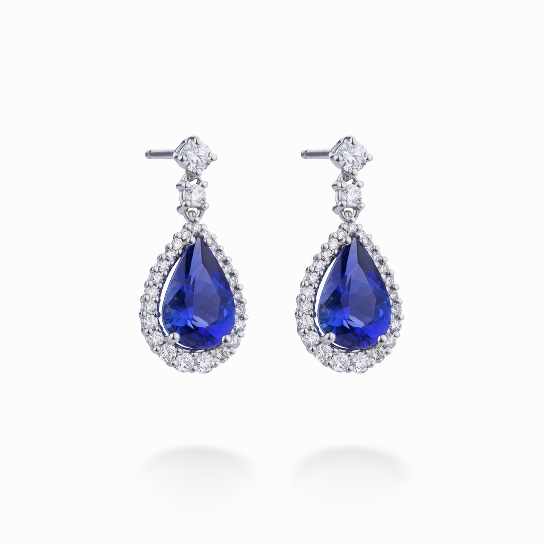 Golay tanzanite drop earrings 10x7 with g diamonds OCL069DITZ1-22062000013