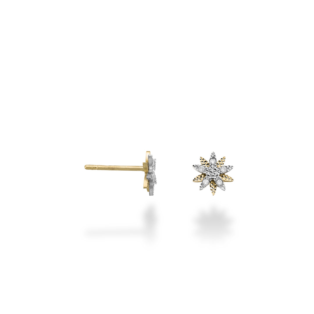 Nihama- oder 9-Karat-Blumenmuster mit Diamanten, Elemente aus Gelbgold und Weißgold NO5181R7BR006