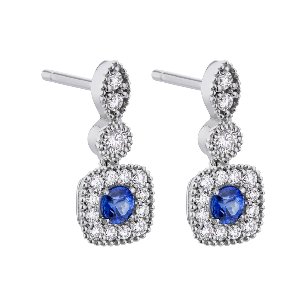 World Diamond Group sapphire pendant earrings centered with diamonds OCT026ZBDI3-19028110026