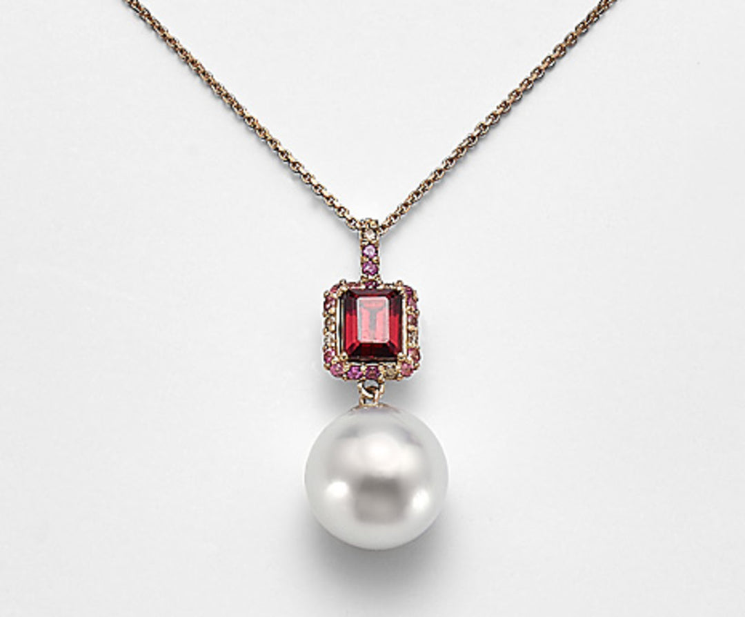 Nihama cl 18k sspw 11/12 ct.0,06 diam bruin, roze toermalijn en rhodoliet ND0984O3SABI110