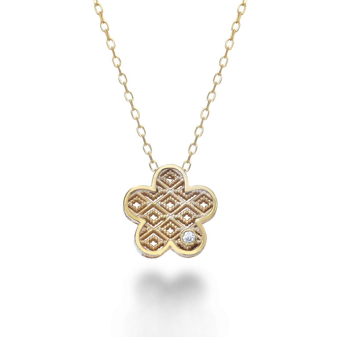 Nihama cl 18k geelgouden bloemdiam. ct.0,01 NDFIOREO1