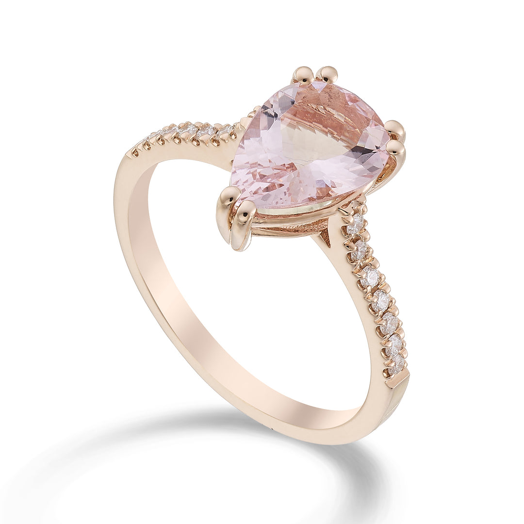 Golay drop morganite ring 10x7 recessed shank ACL195DMO710-23083110017