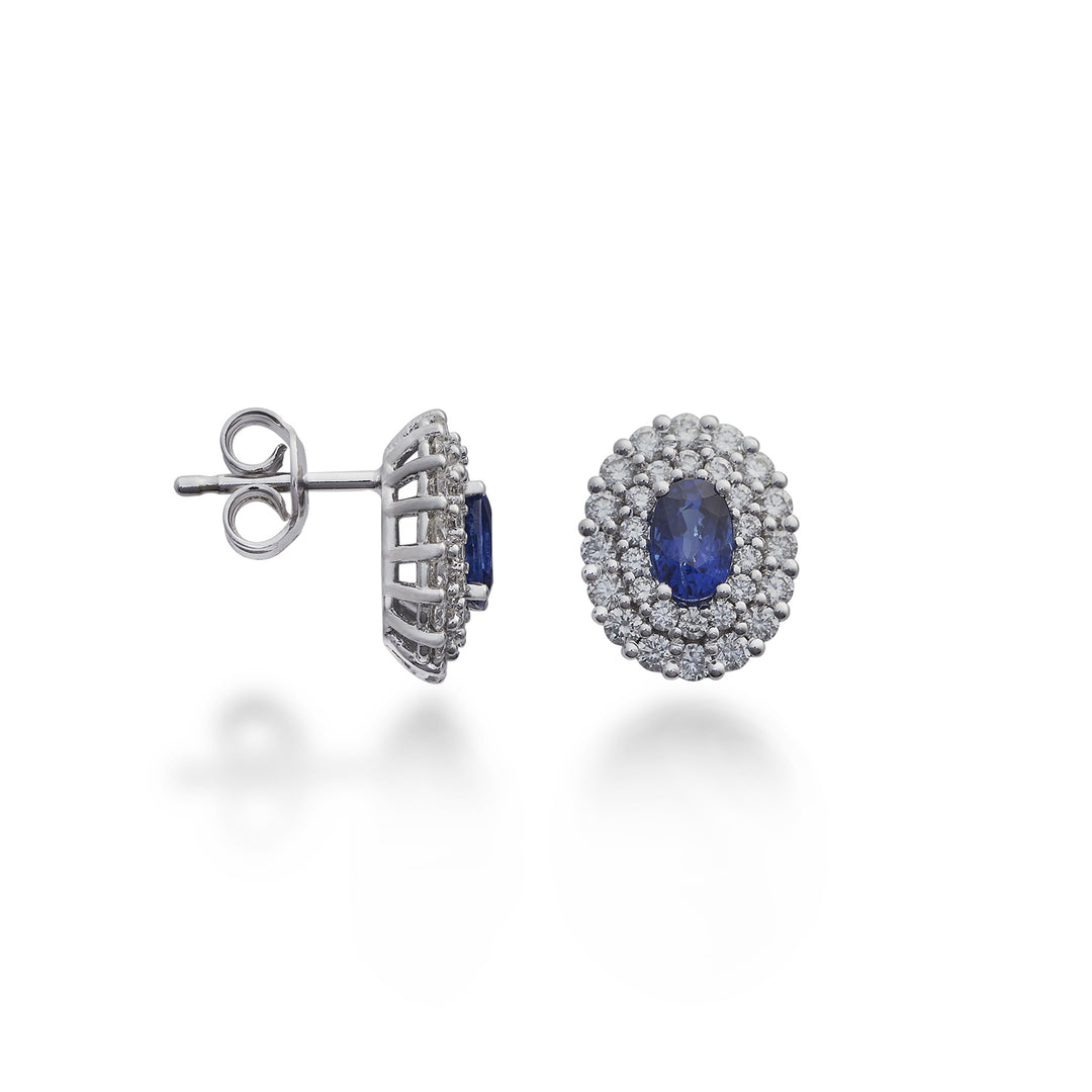 Golay ovale saffier oorbellen 4x3 dubbele cont. diamanten OCL128DIZB43-23124110023