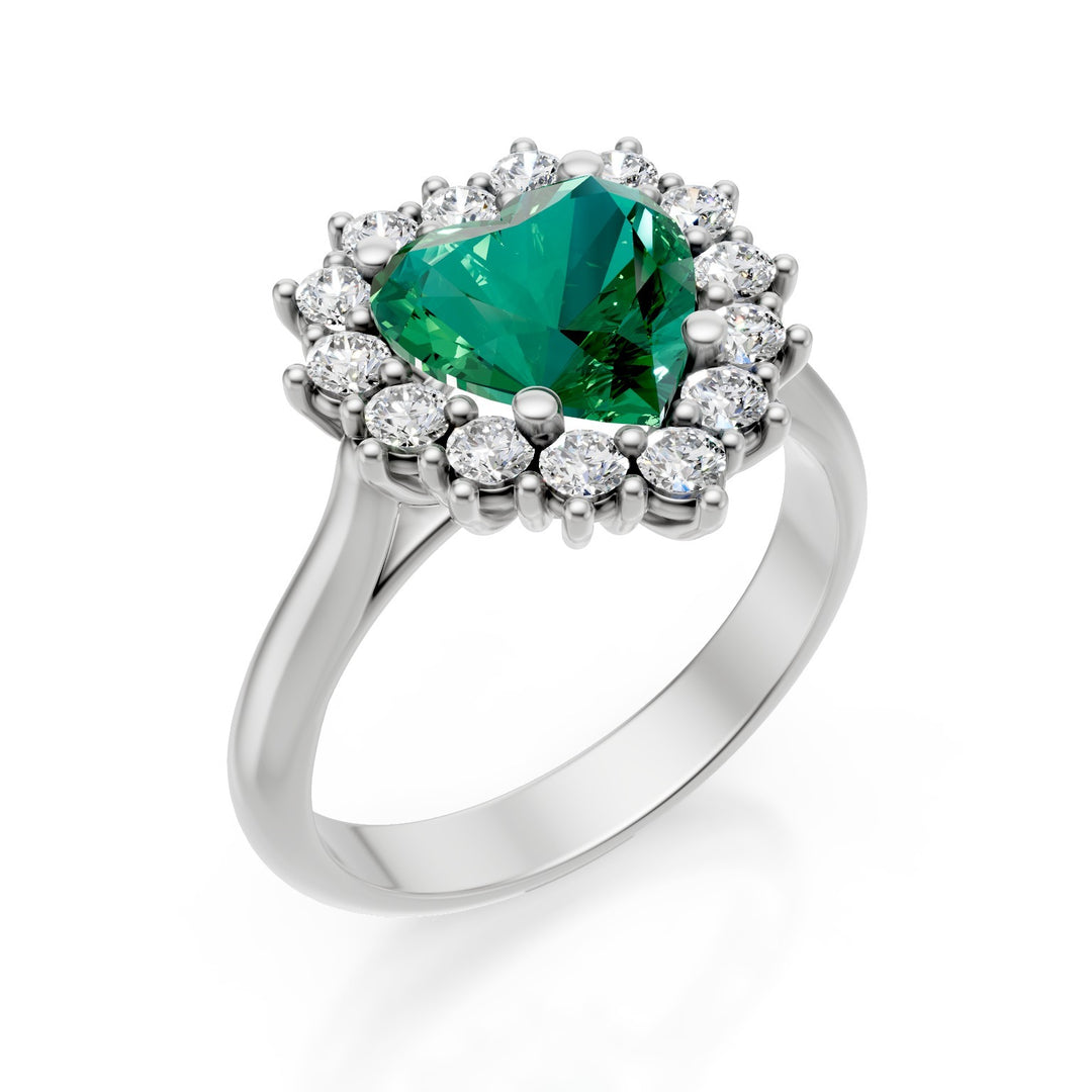 Golay emerald heart ring 8x8 diamond outline ACLC727DSM88-25196110382