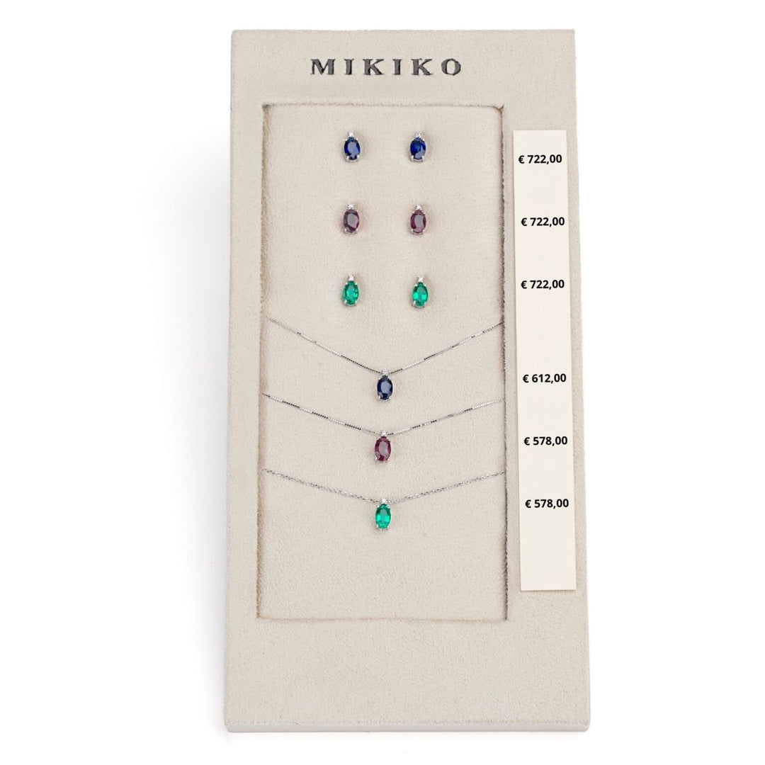 Mikiko-Paket Kl. 5034 + oder 5023 18kt ovaler 6x4 Saphir, Rubin und Smaragd nat. M.LIGHTBOX.9-N
