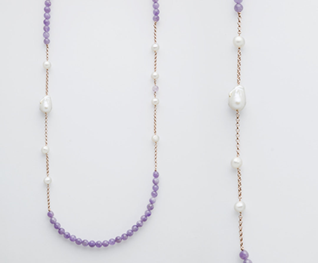 Nihama cl ag925 fw bar 10/11 14/15 lavendel amethist 8mm. 90 cm ND7540A3 LAVENDEL