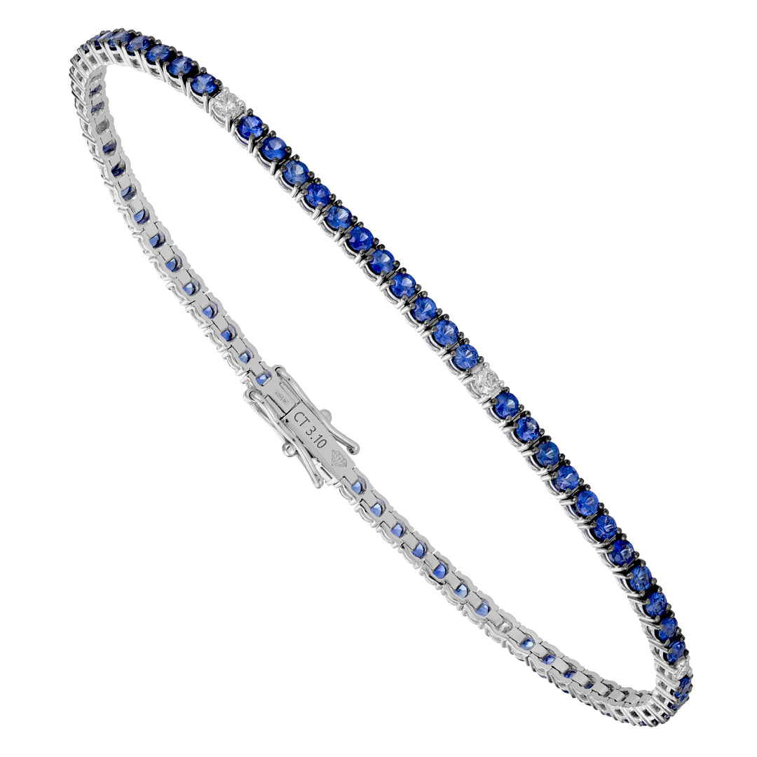 World Diamond Group tennis bracelet with sapphires and spot diamonds BTF001ZBDI4-18285110022