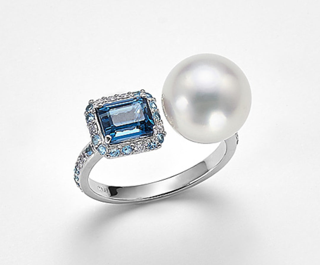 Nihama an 18k sspw 10/11 ct.0,10 diam, topaze bleue et london t opaze NA0771O4SABI100