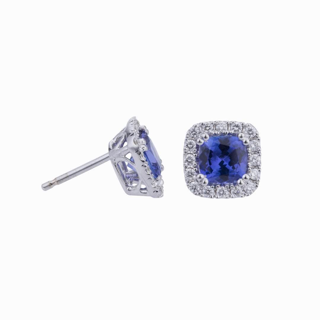 Golay 6x6 Kissenschliff-Tansanit-Ohrringe und Diamanten OCL076DITZ66-23193110116