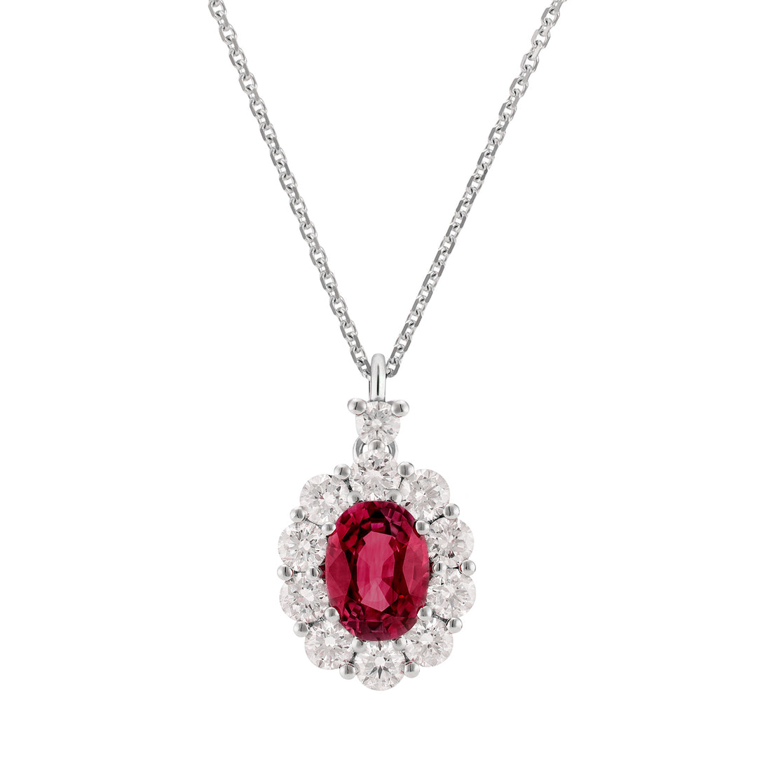 Collier rubis ovale Golay 7x5 et contour diamant PCL045DIRU1-25317110139