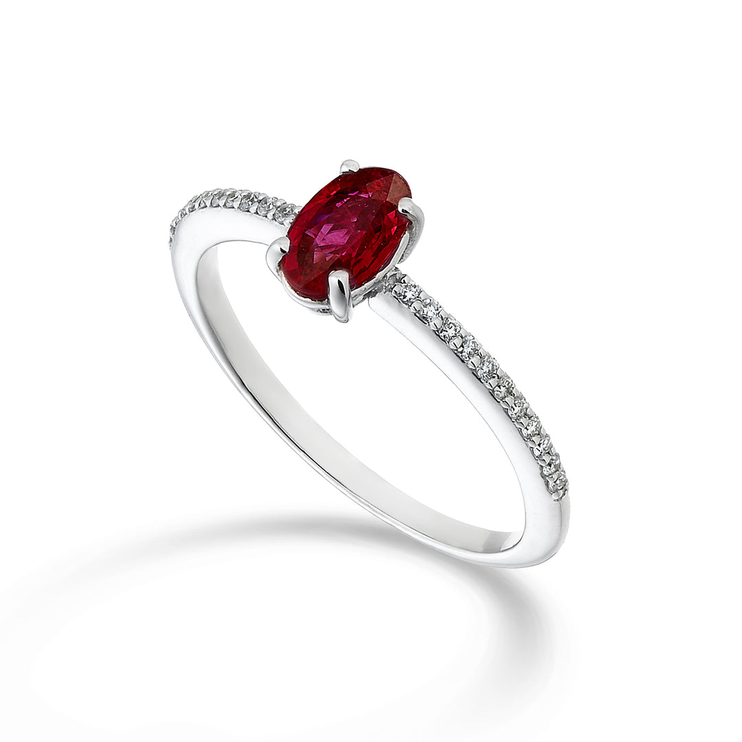 Nihama an 18k oval ruby ​​6x4 ct.0,40 diam. ct.0,08 NA5102O4RBC