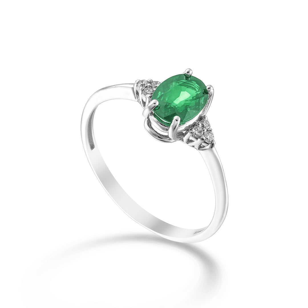 Nihama an 9k emerald n. 7x5 oval and side diamonds NA5210R4SMN070