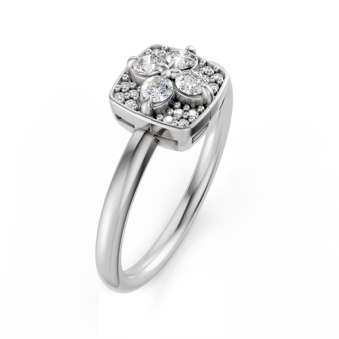 Golay small white diamond paved flower ring AMPFI01DI74PB-23314110048